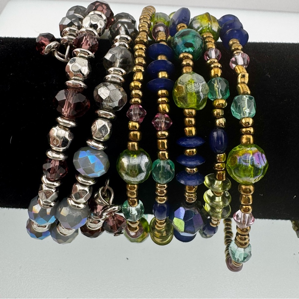 4 Wrap Elegant Beaded Bracelet Set Crystal, Glass, Acrylic - Picture 5 of 10